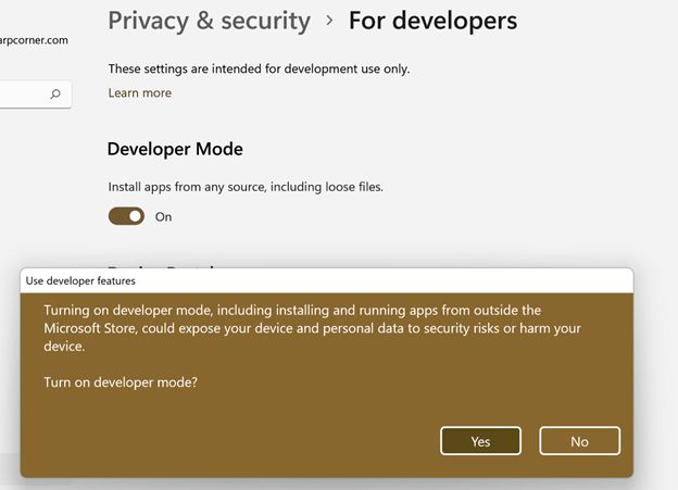 Windows developer mode